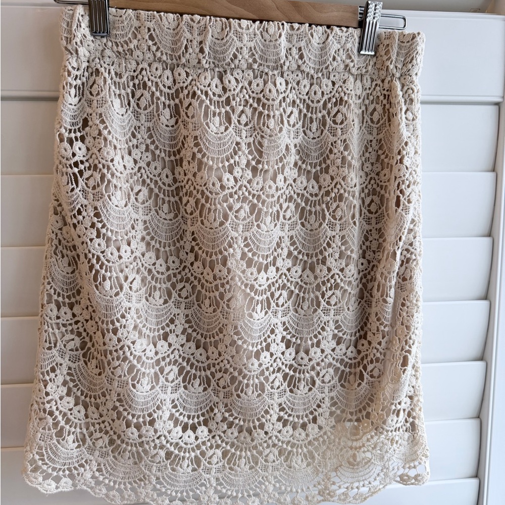3 for $30 Cotton Cream Lace eyelet pencil mini Skirt